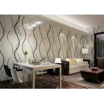 Dining Room PVC Modern Removable Wallpaper With Black Wave Printing